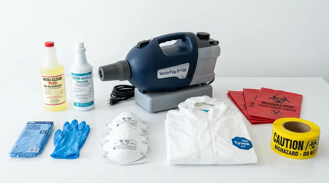 Professional biohazard remediation crew working in Plano